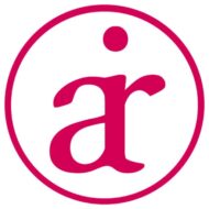 the "radio"-logo. Inside a raspberry-colored circle the letters "a", "i" and "r" are stacked on top of each other in order to read the word "air" (alsoraspberry-colored).